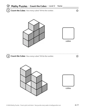 Count the Cubes, Level 2: first page of the free set